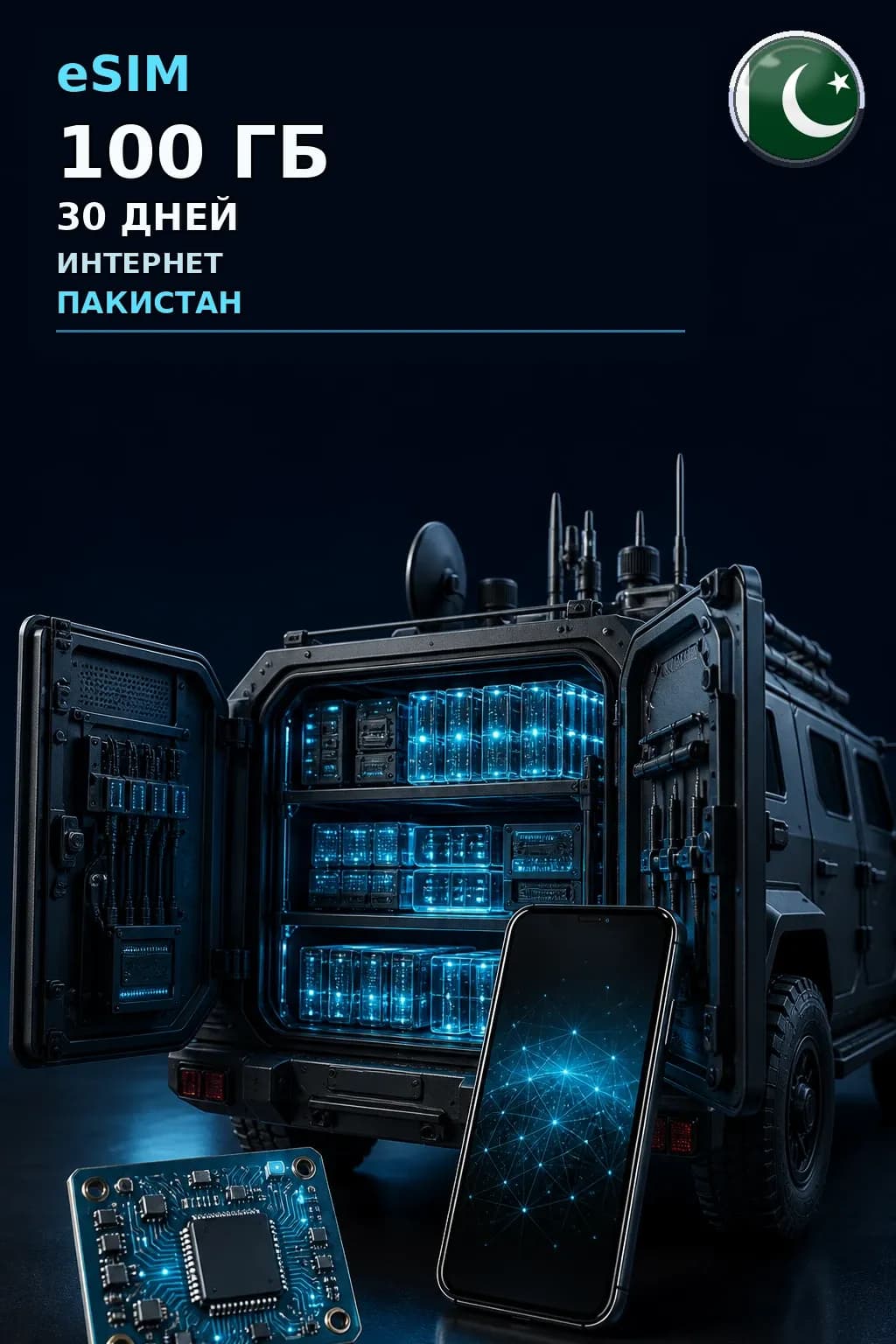 eSIM Пакистан — 100 ГБ, 30 дней — интернет
