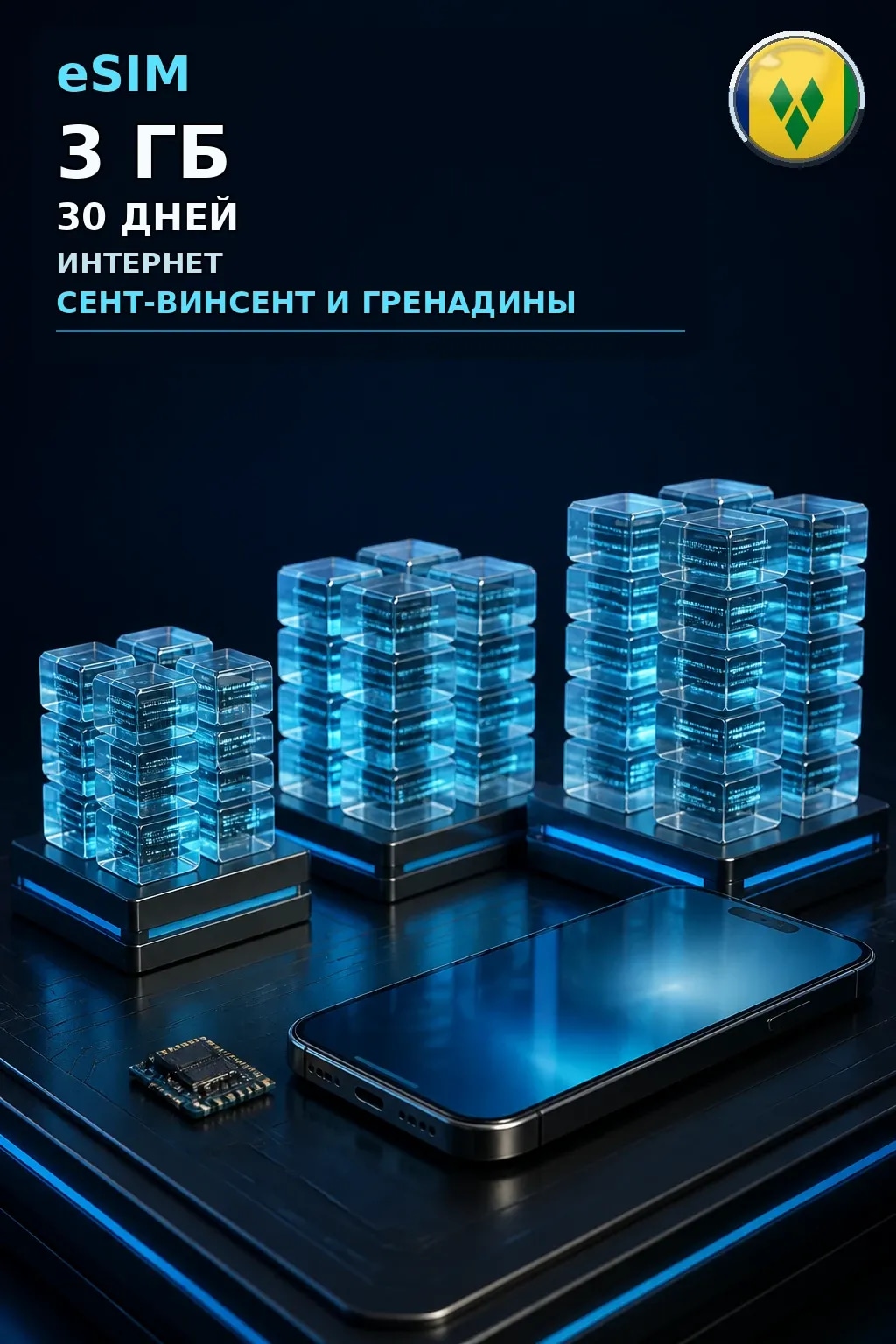 eSIM Сент-Винсент и Гренадины — 3 ГБ, 30 дней — интернет