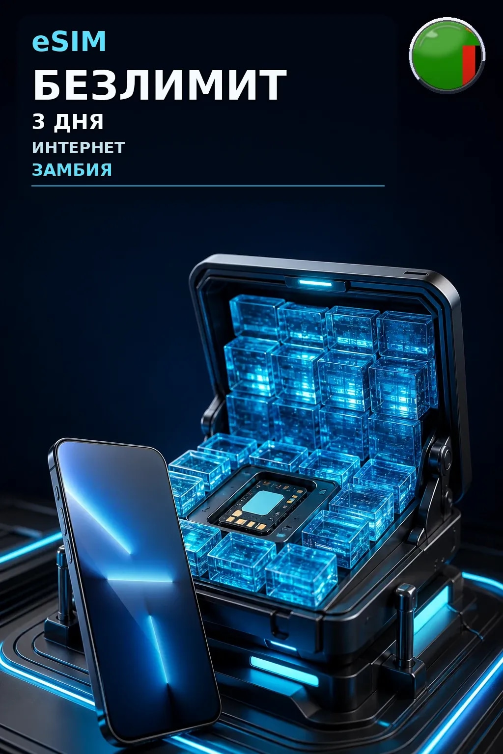 eSIM Замбия — БЕЗЛИМИТ, 3 дня — интернет