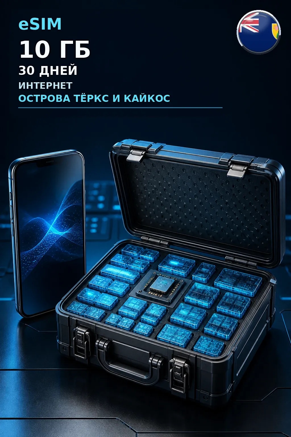 eSIM Острова Тёркс и Кайкос — 10 ГБ, 30 дней — интернет