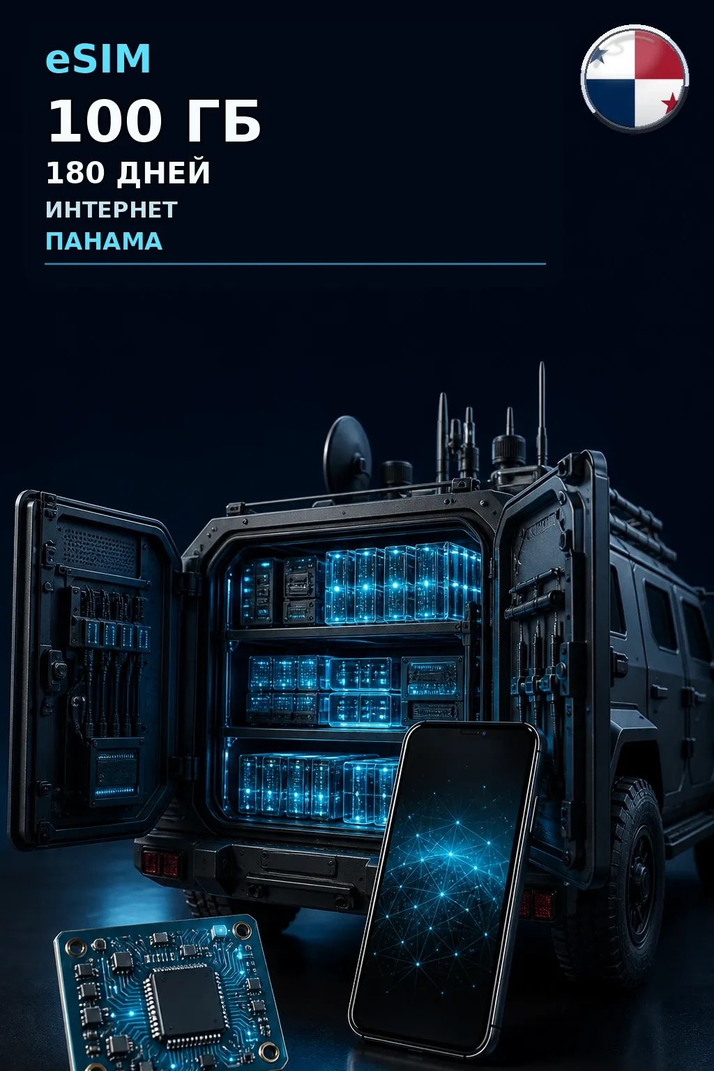 eSIM Панама — 100 ГБ, 180 дней — интернет