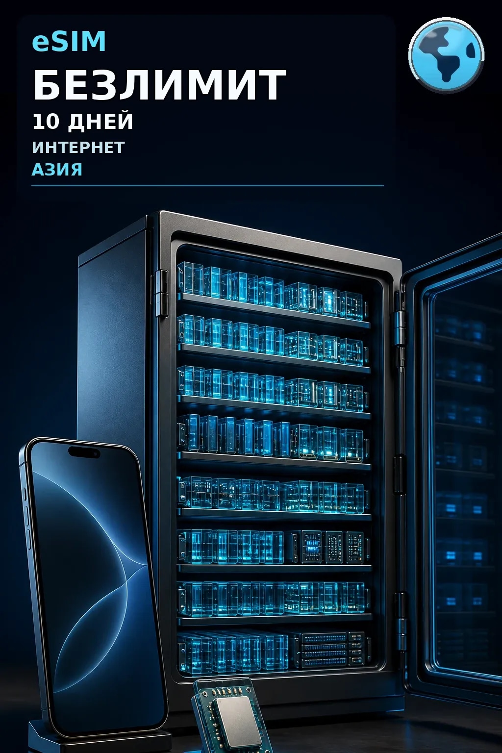 eSIM Азия — БЕЗЛИМИТ, 10 дней — интернет