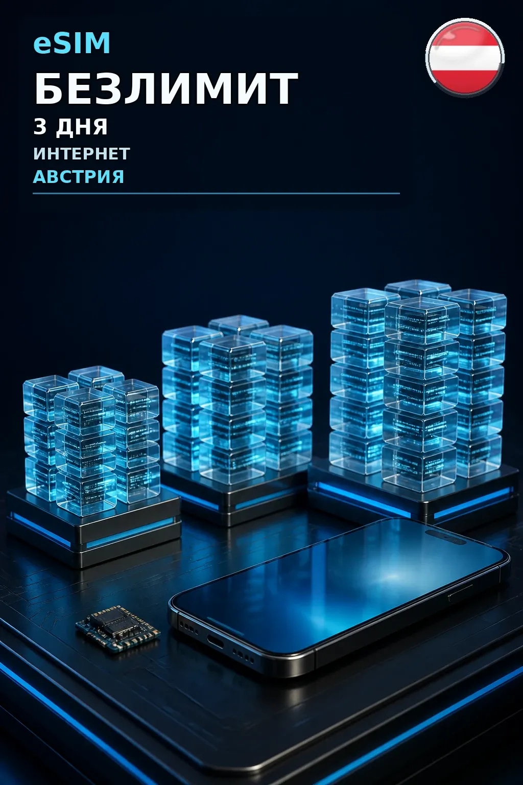 eSIM Австрия — БЕЗЛИМИТ, 3 дня — интернет
