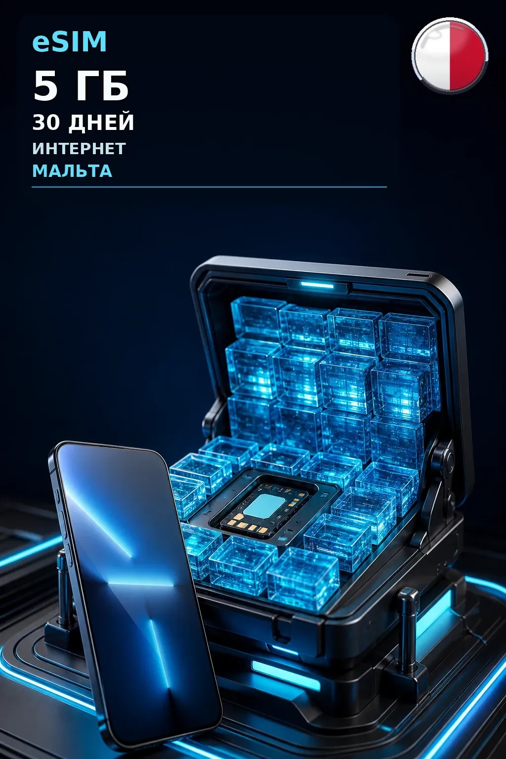 eSIM Мальта — 5 ГБ, 30 дней — интернет