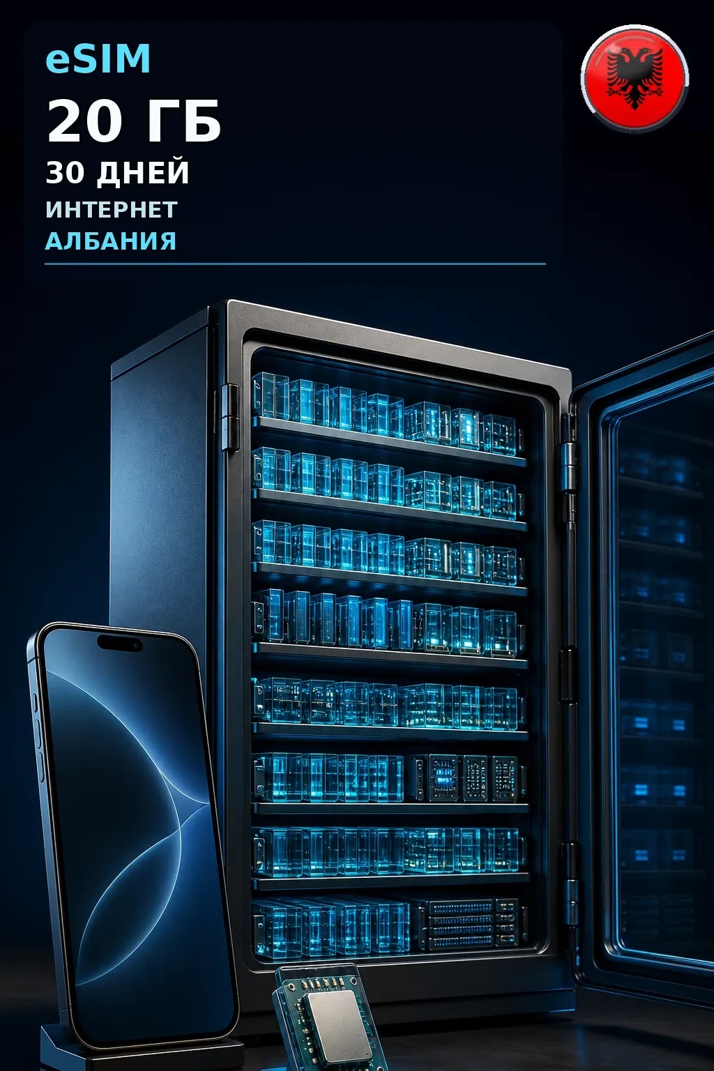 eSIM Албания — 20 ГБ, 30 дней — интернет