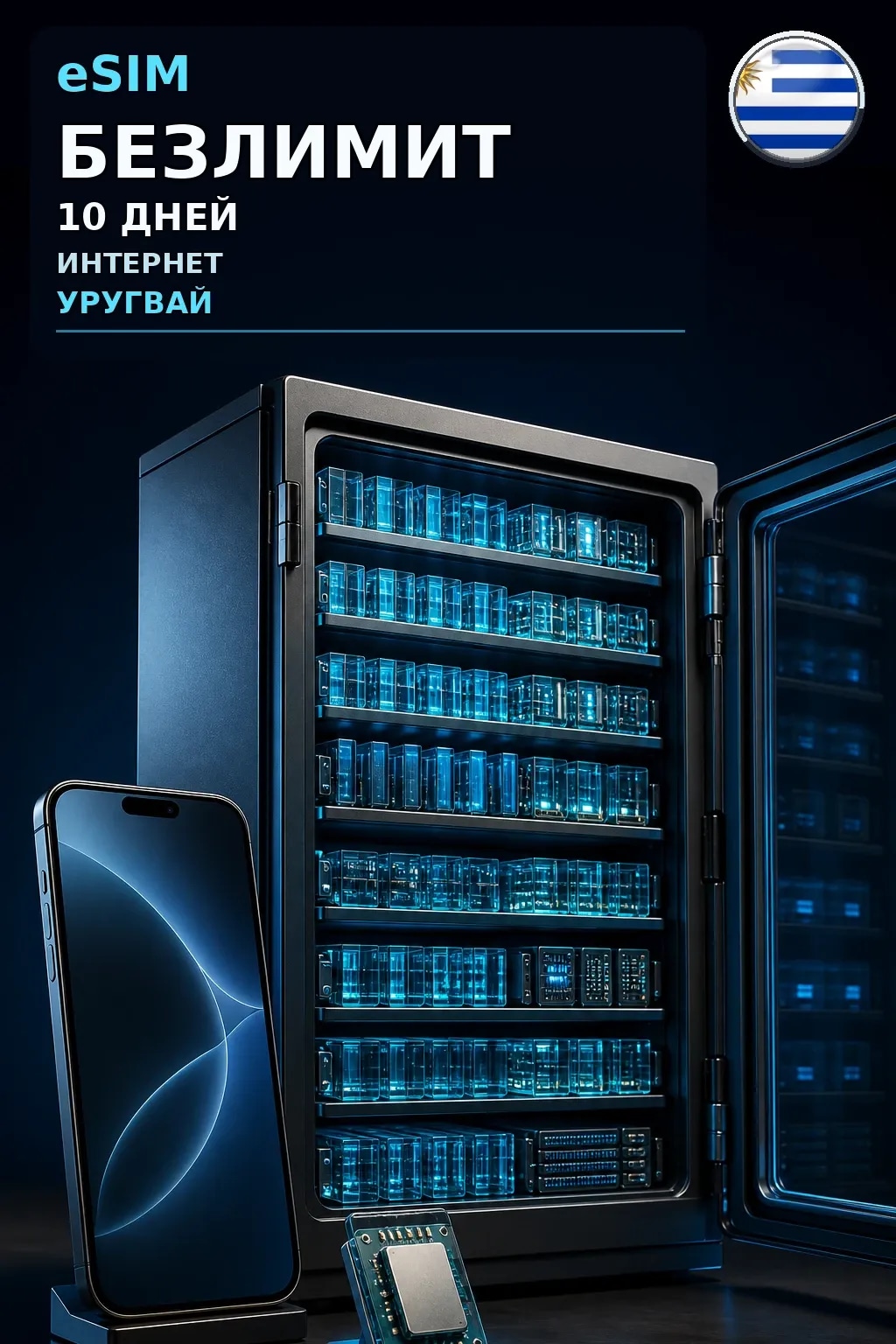 eSIM Уругвай — БЕЗЛИМИТ, 10 дней — интернет