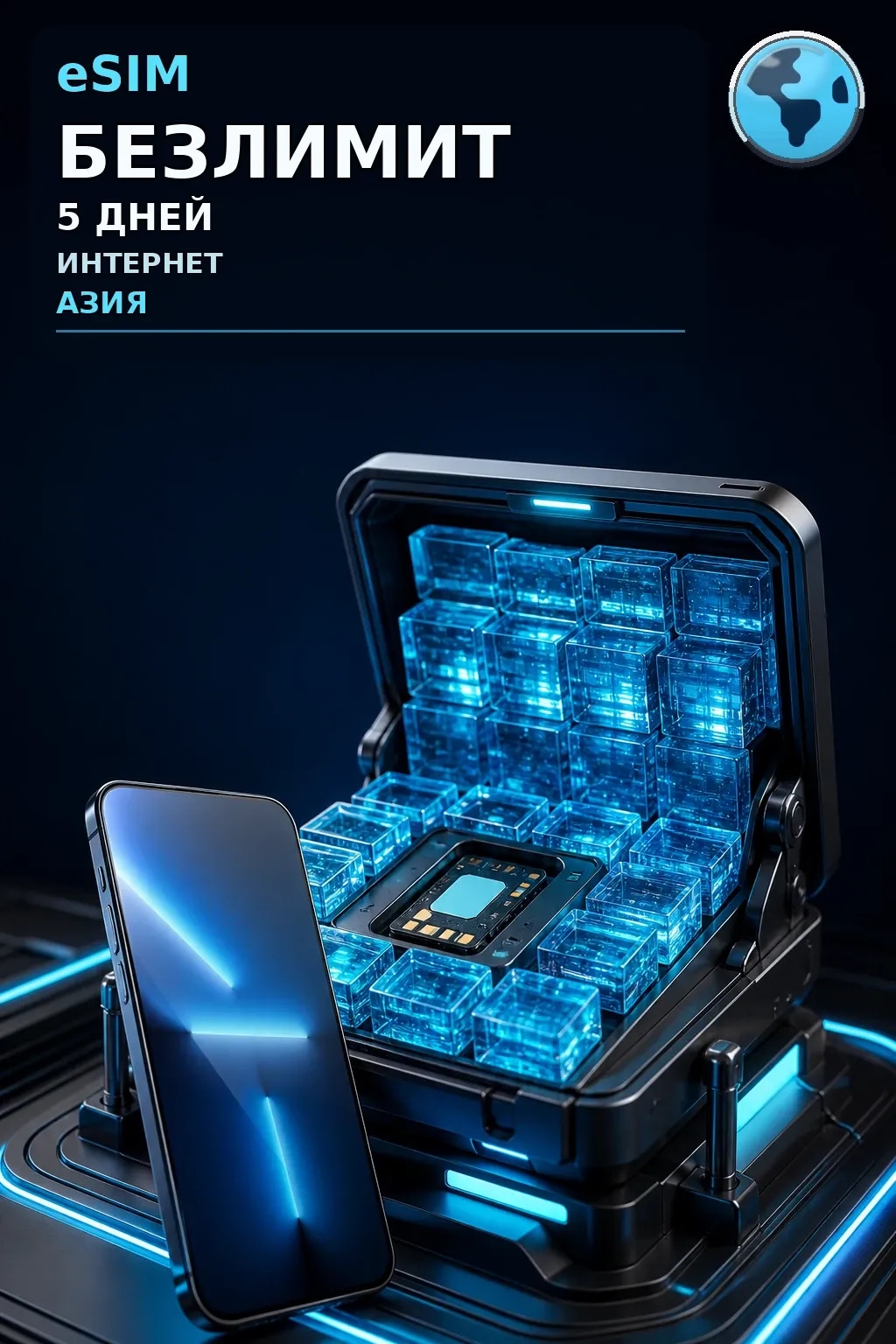 eSIM Азия — БЕЗЛИМИТ, 5 дней — интернет