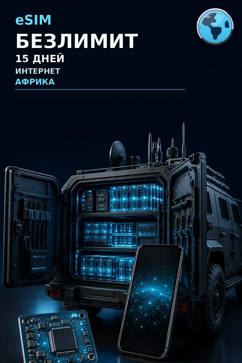 eSIM Африка — БЕЗЛИМИТ, 15 дней — интернет
