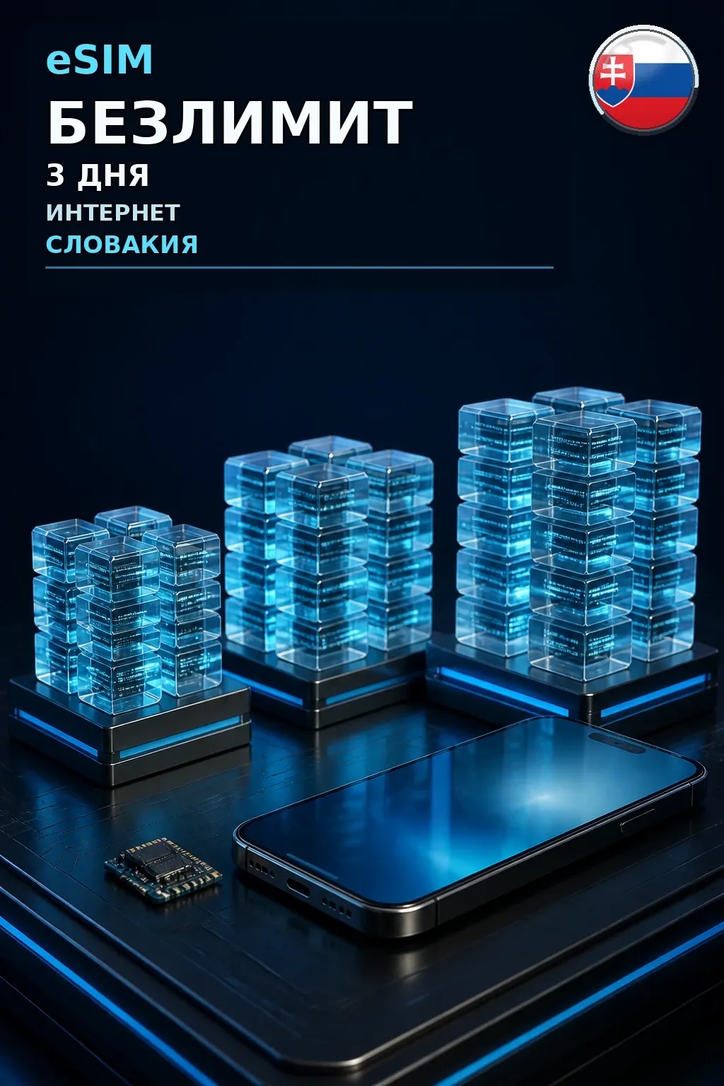 eSIM Словакия — БЕЗЛИМИТ, 3 дня — интернет