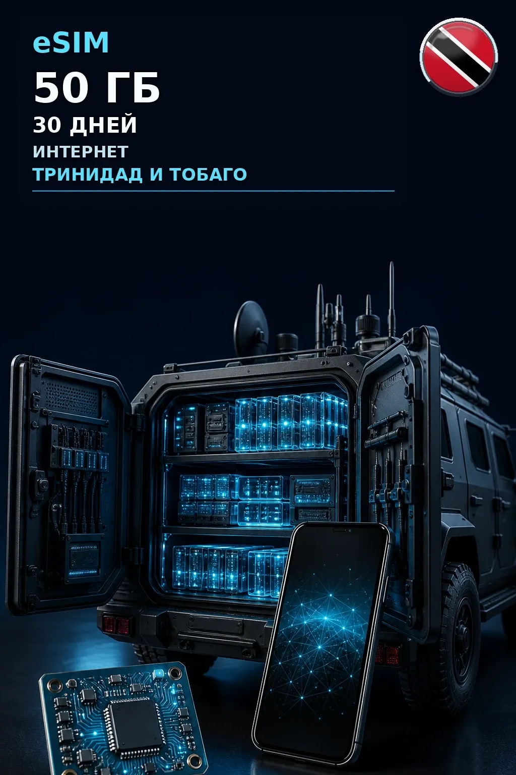 eSIM Тринидад и Тобаго — 50 ГБ, 30 дней — интернет