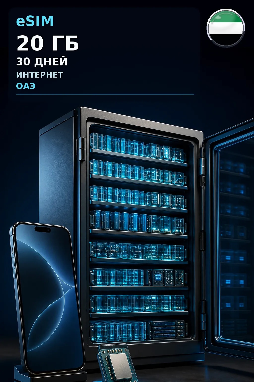 eSIM ОАЭ — 20 ГБ, 30 дней — интернет