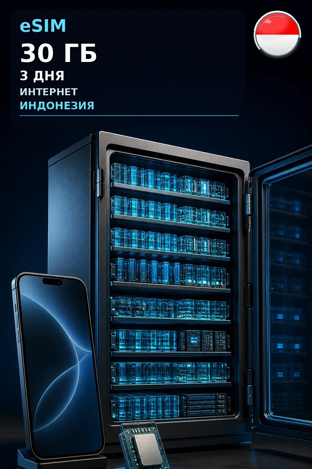 eSIM Индонезия — 30 ГБ, 3 дня — интернет