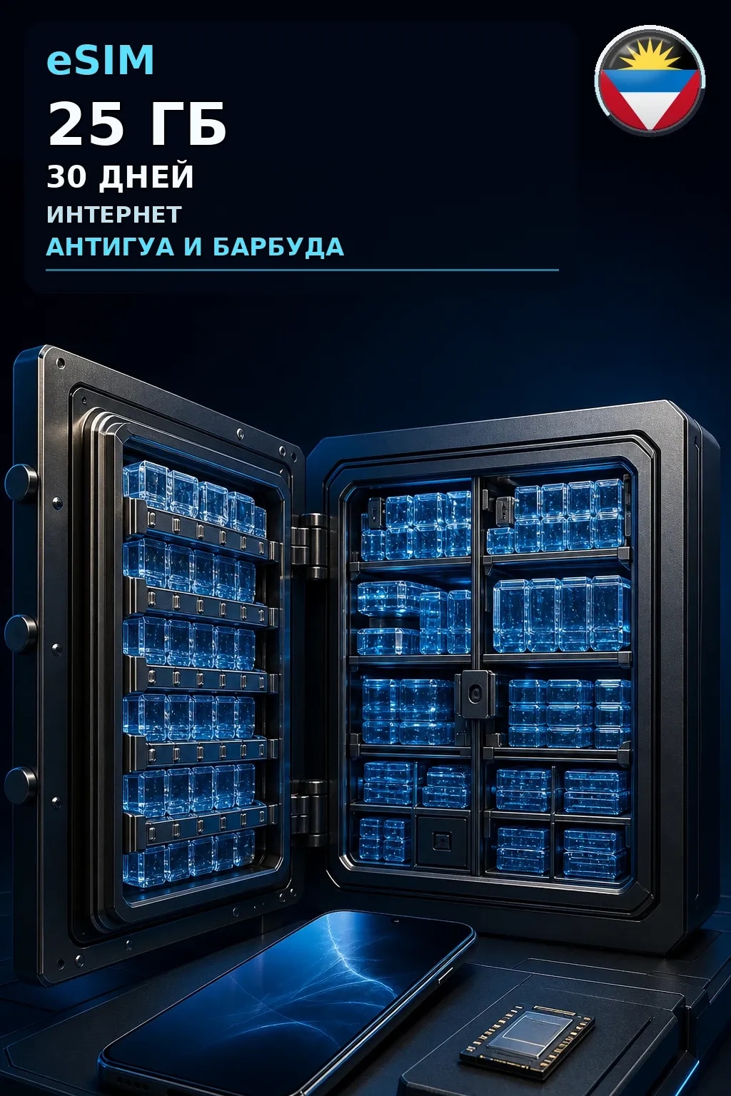eSIM Антигуа и Барбуда — 25 ГБ, 30 дней — интернет