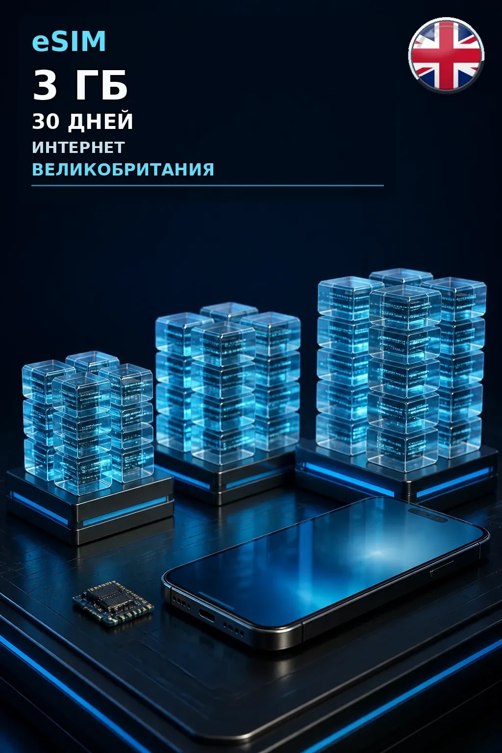eSIM Великобритания — 3 ГБ, 30 дней — интернет