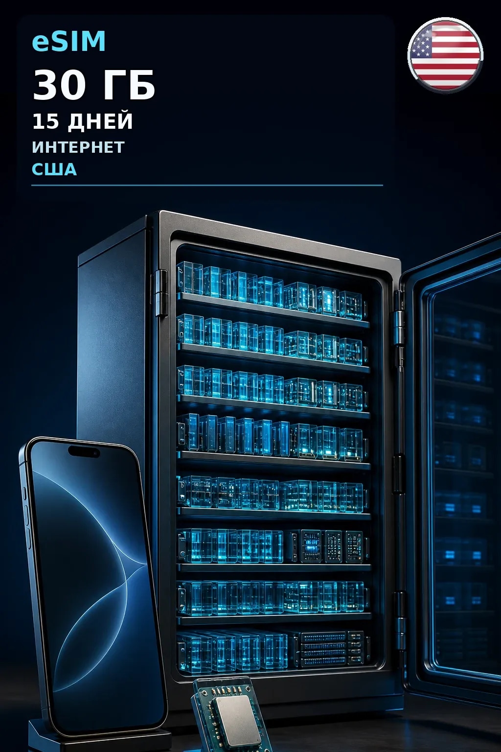 eSIM США — 30 ГБ, 15 дней — интернет