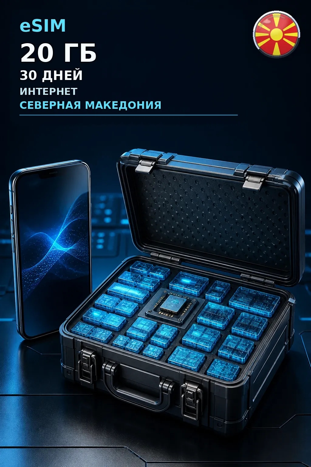 eSIM Северная Македония — 20 ГБ, 30 дней — интернет