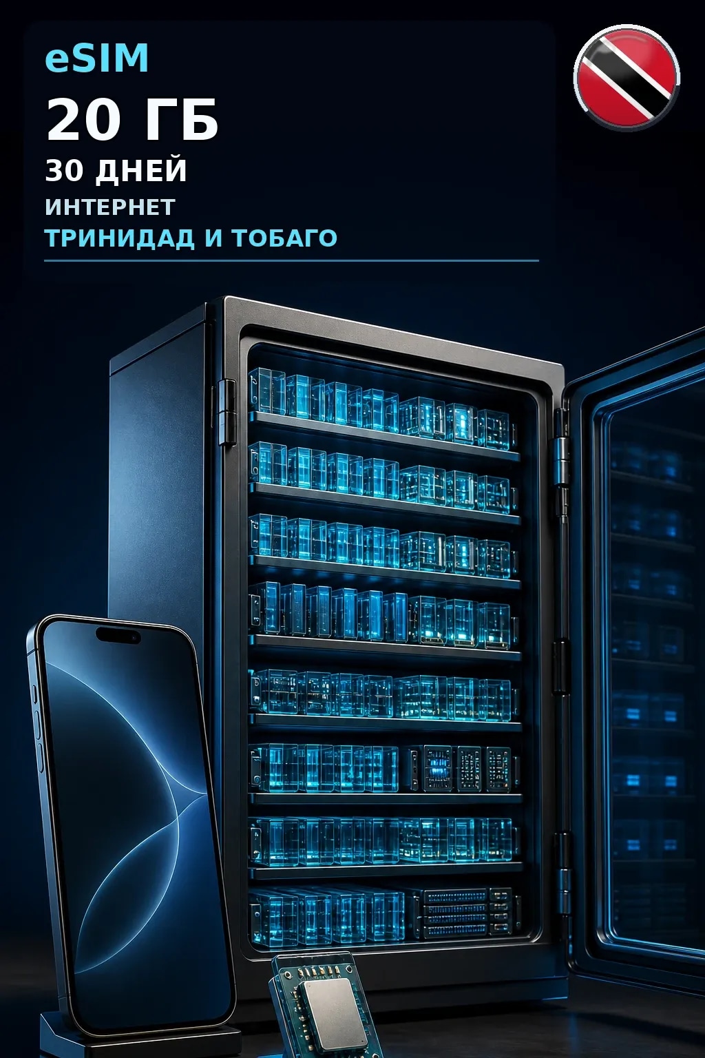 eSIM Тринидад и Тобаго — 20 ГБ, 30 дней — интернет