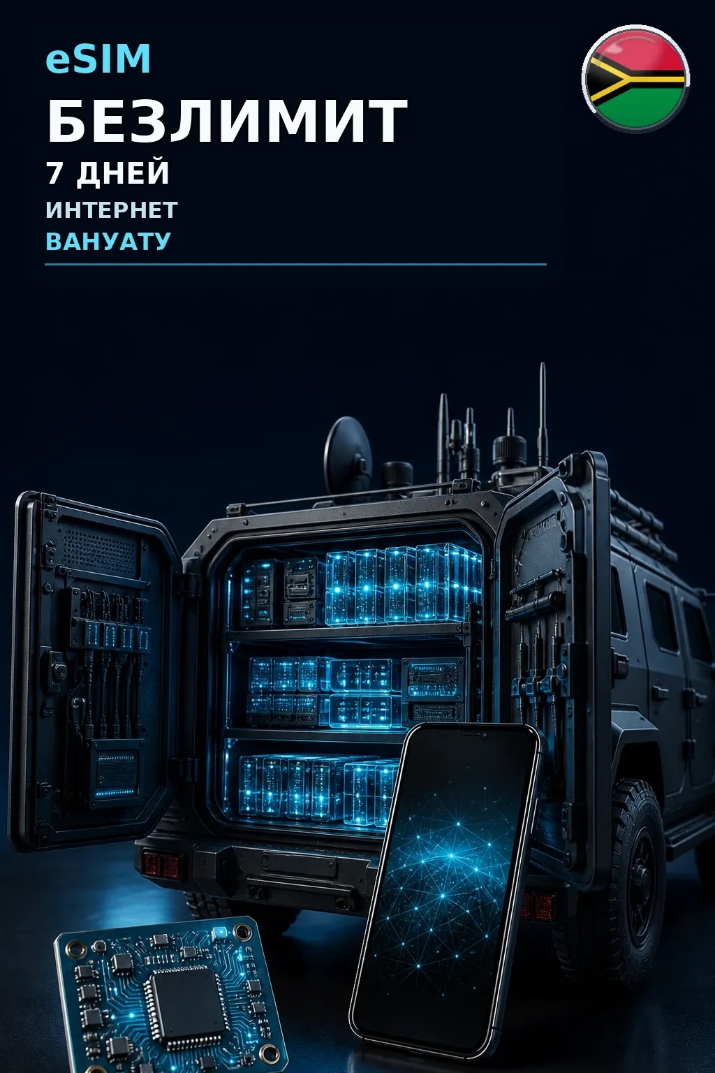 eSIM Вануату — БЕЗЛИМИТ, 7 дней — интернет