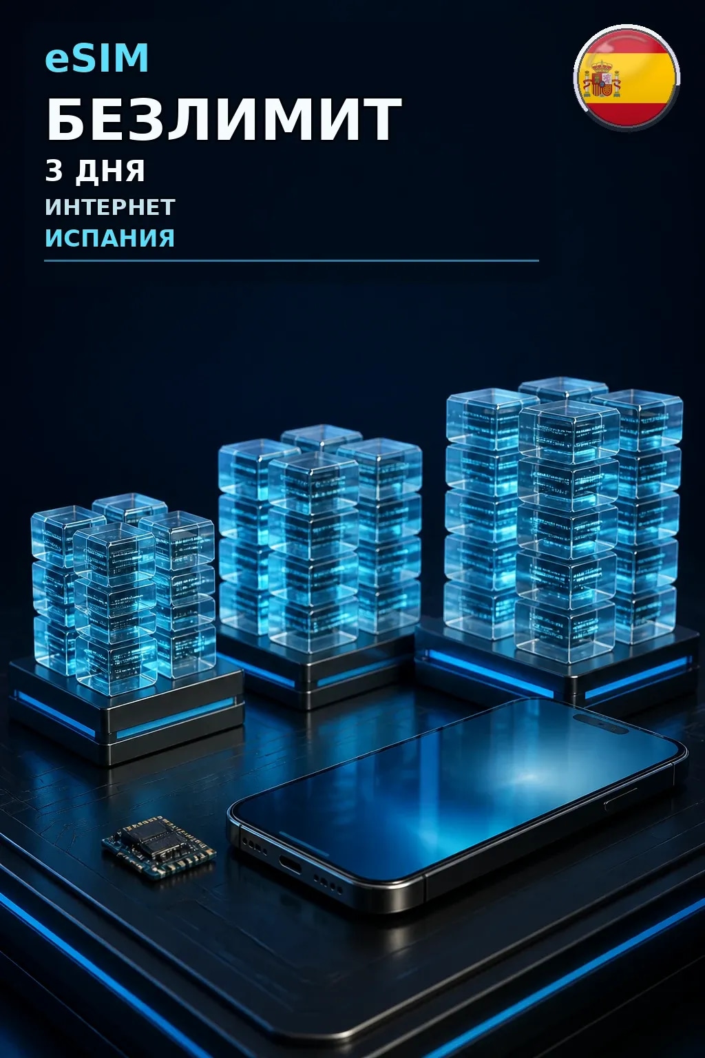 eSIM Испания — БЕЗЛИМИТ, 3 дня — интернет