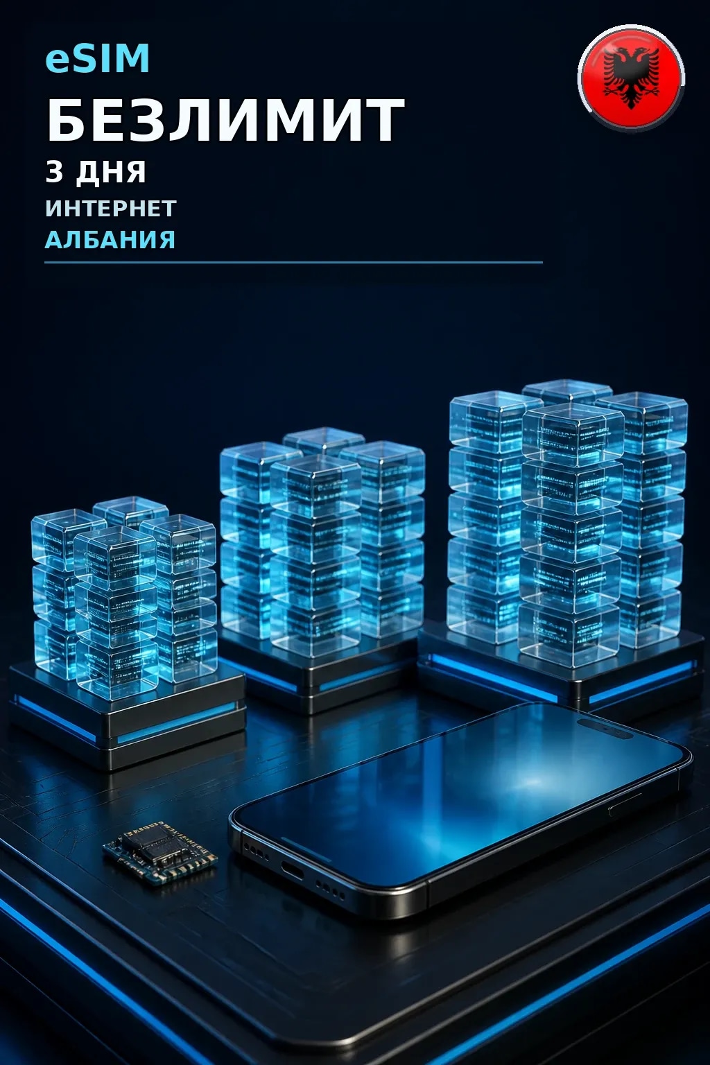 eSIM Албания — БЕЗЛИМИТ, 3 дня — интернет