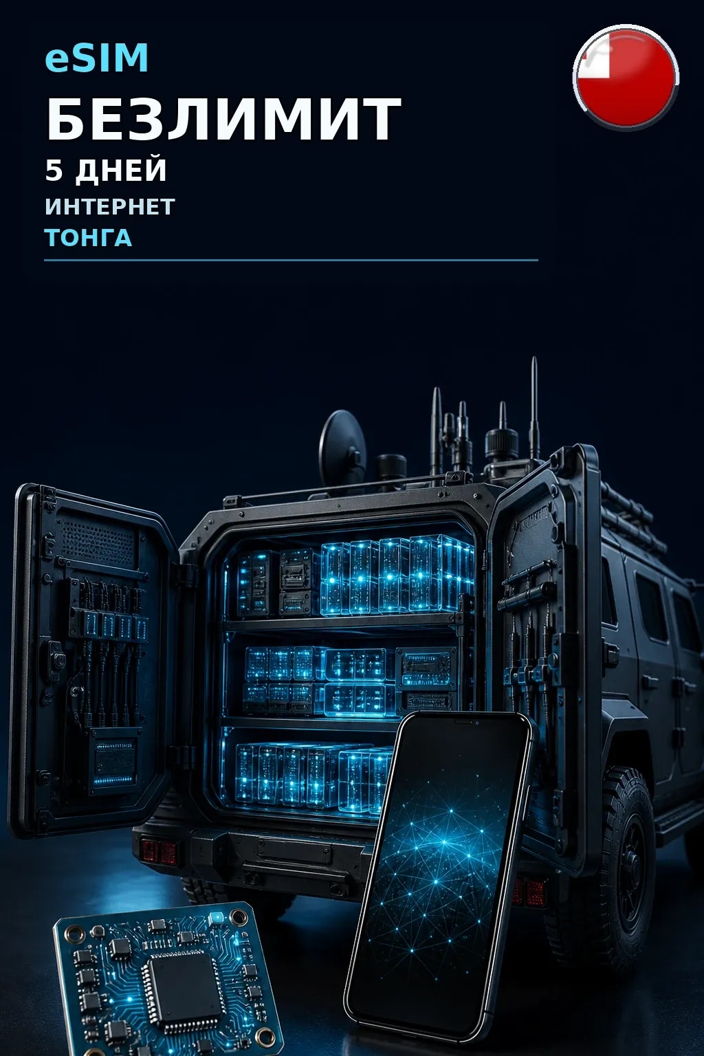 eSIM Тонга — БЕЗЛИМИТ, 5 дней — интернет