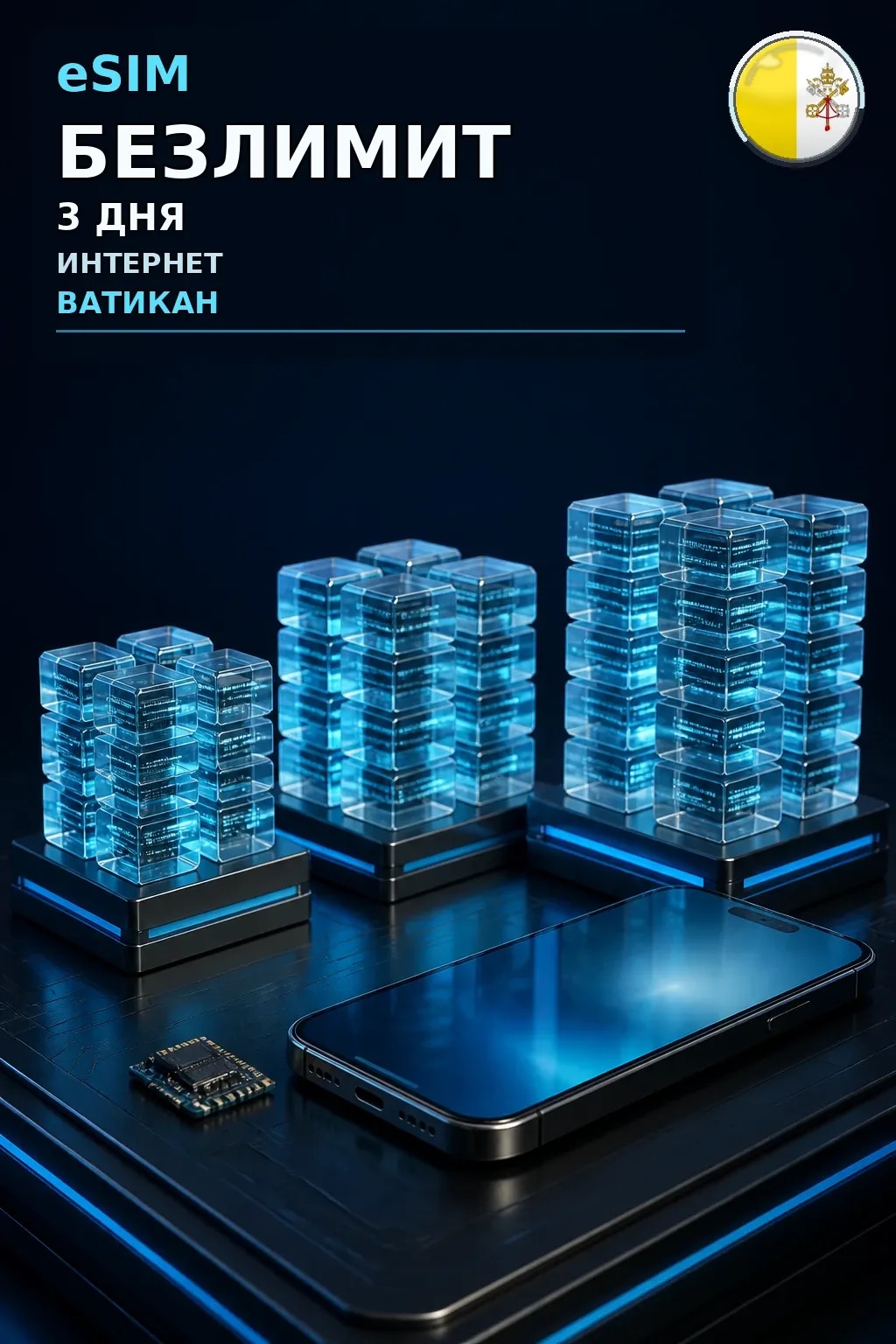 eSIM Ватикан — БЕЗЛИМИТ, 3 дня — интернет
