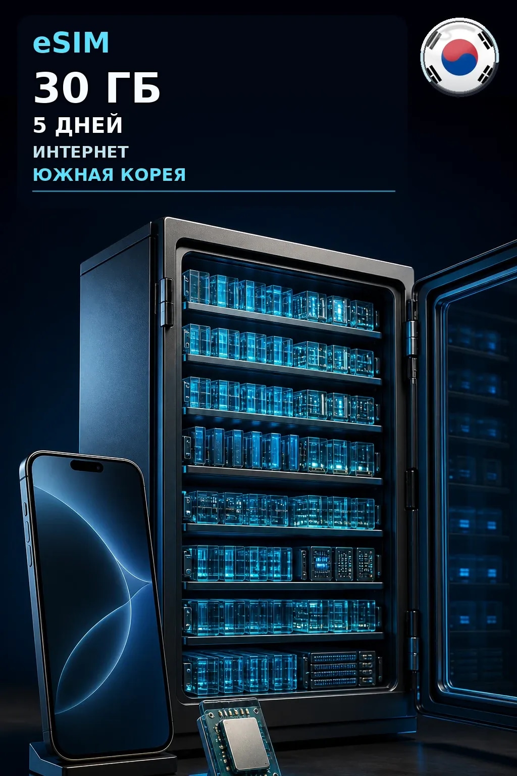 eSIM Южная Корея — 30 ГБ, 5 дней — интернет