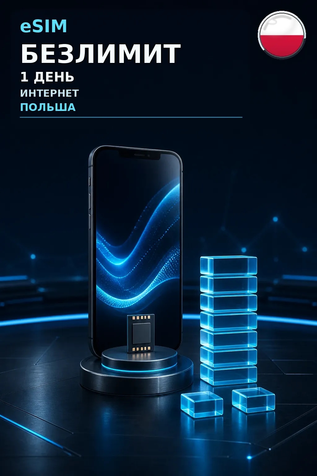 eSIM Польша — БЕЗЛИМИТ, 1 день — интернет