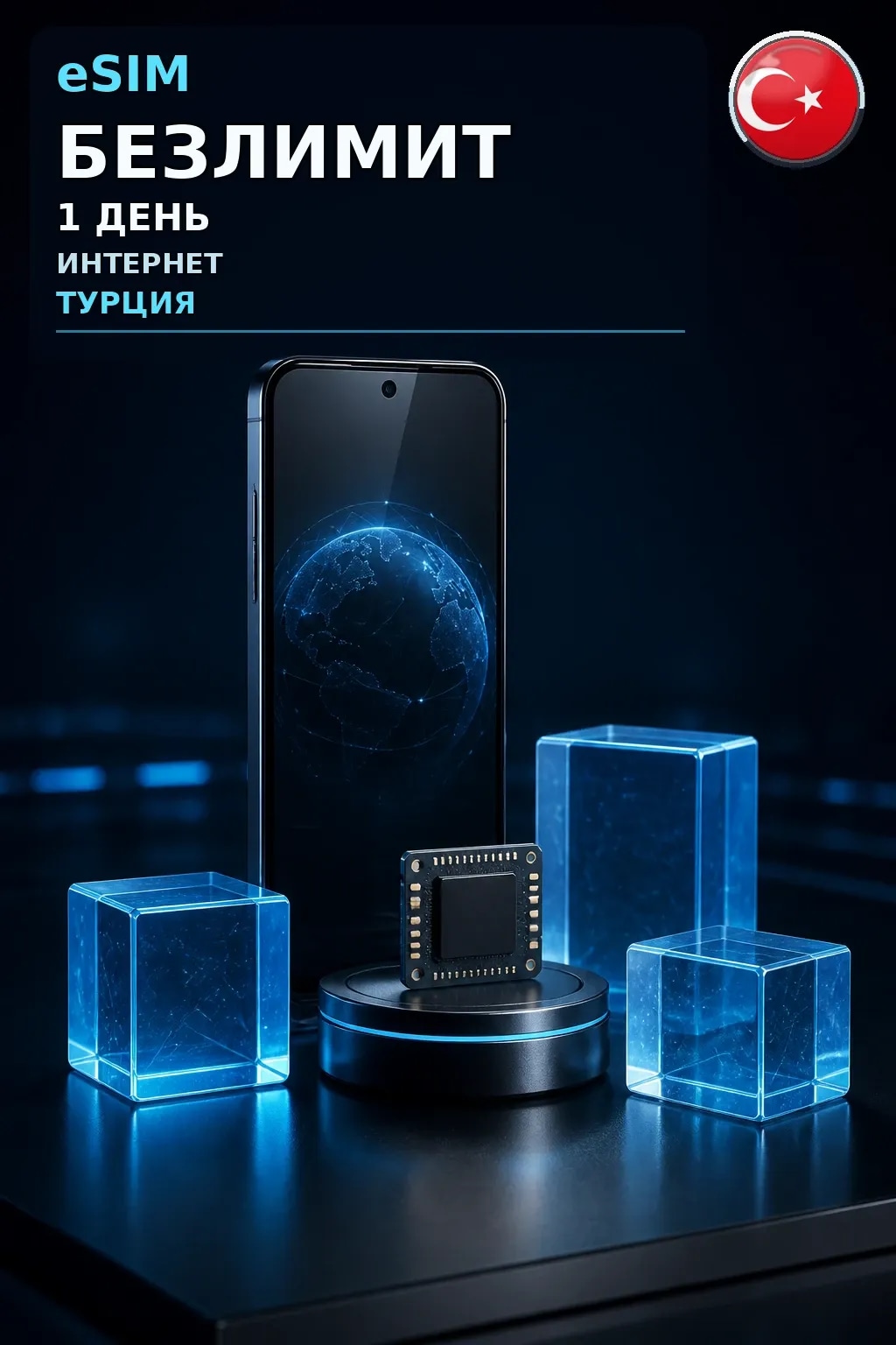eSIM Турция — БЕЗЛИМИТ, 1 день — интернет