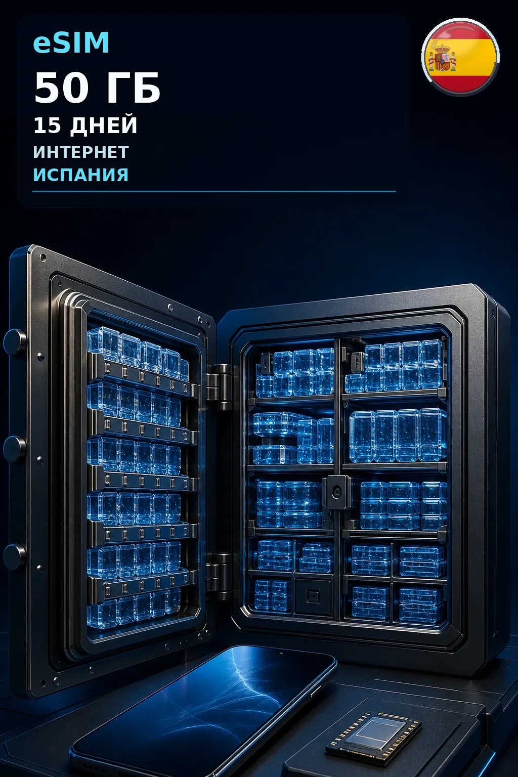 eSIM Испания — 50 ГБ, 15 дней — интернет