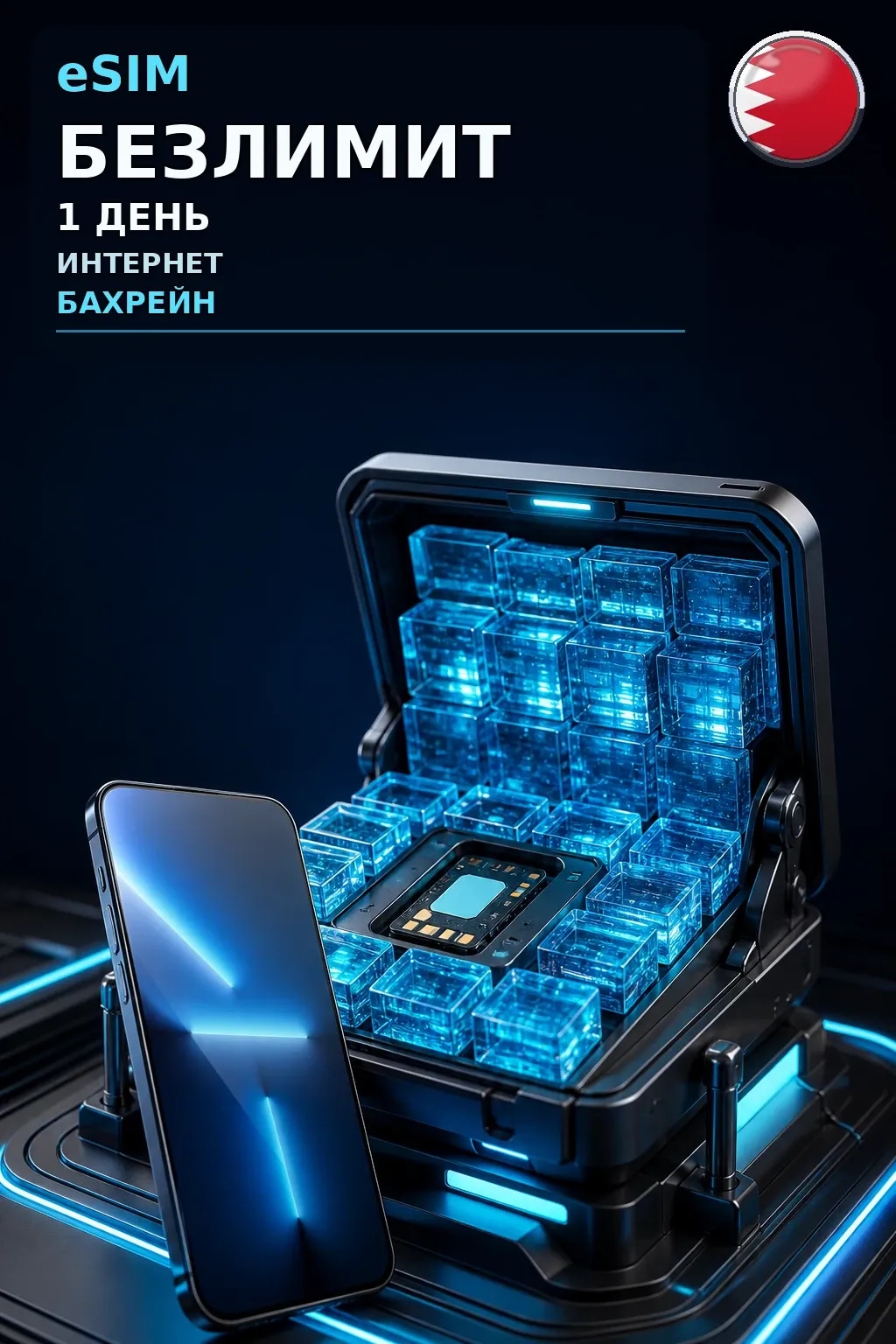 eSIM Бахрейн — БЕЗЛИМИТ, 1 день — интернет