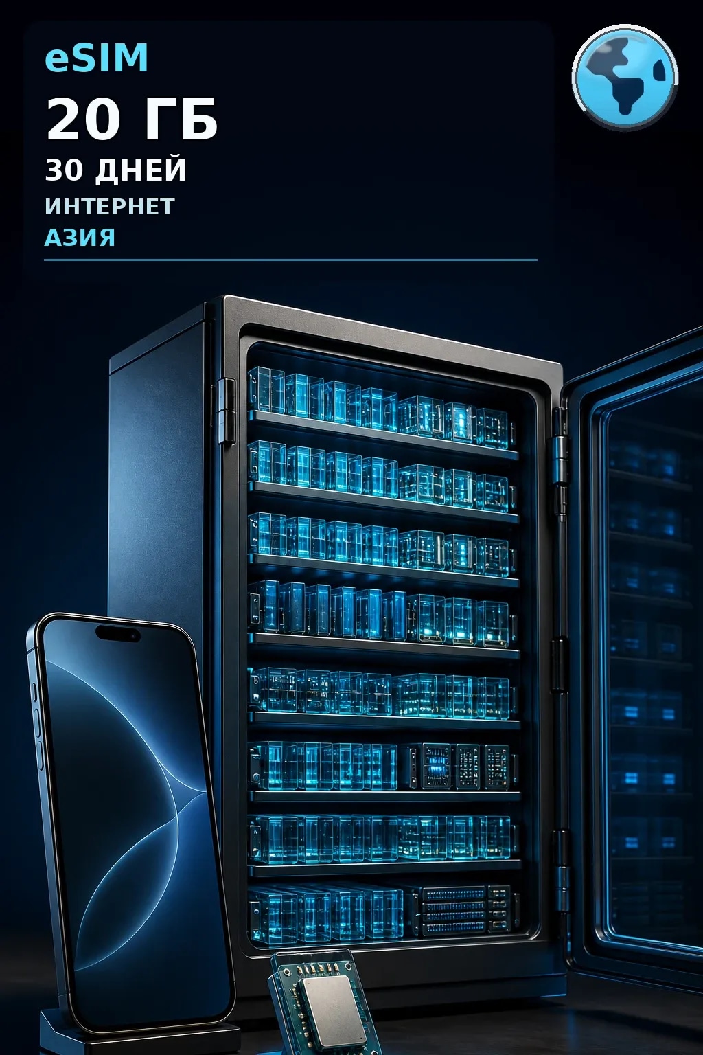 eSIM Азия — 20 ГБ, 30 дней — интернет