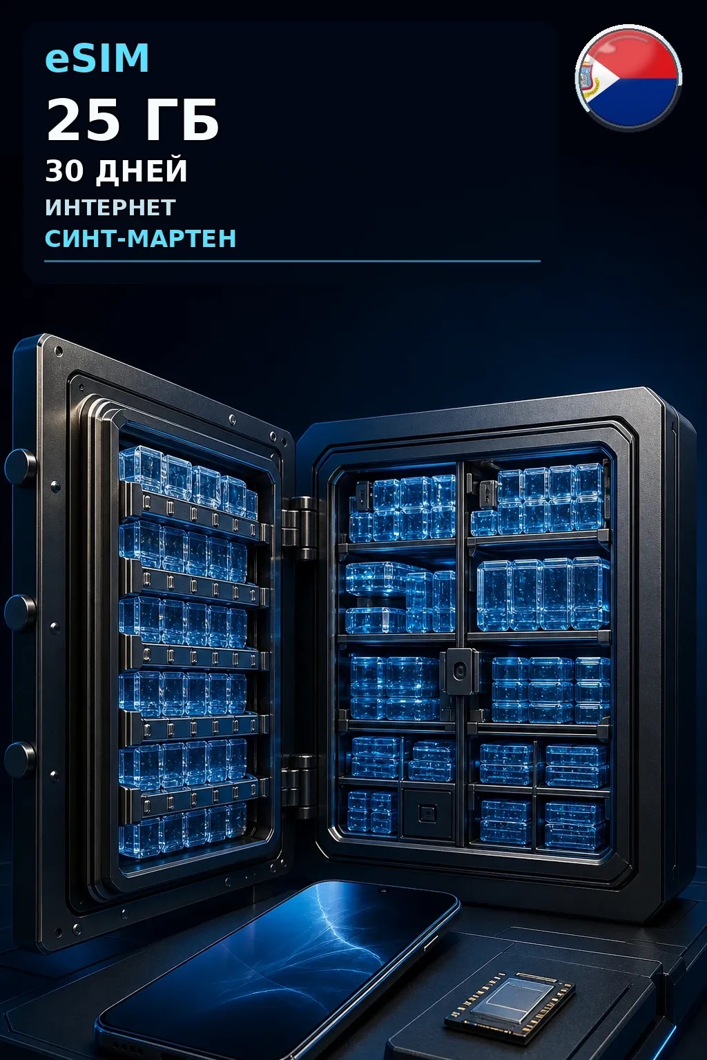 eSIM Синт-Мартен — 25 ГБ, 30 дней — интернет