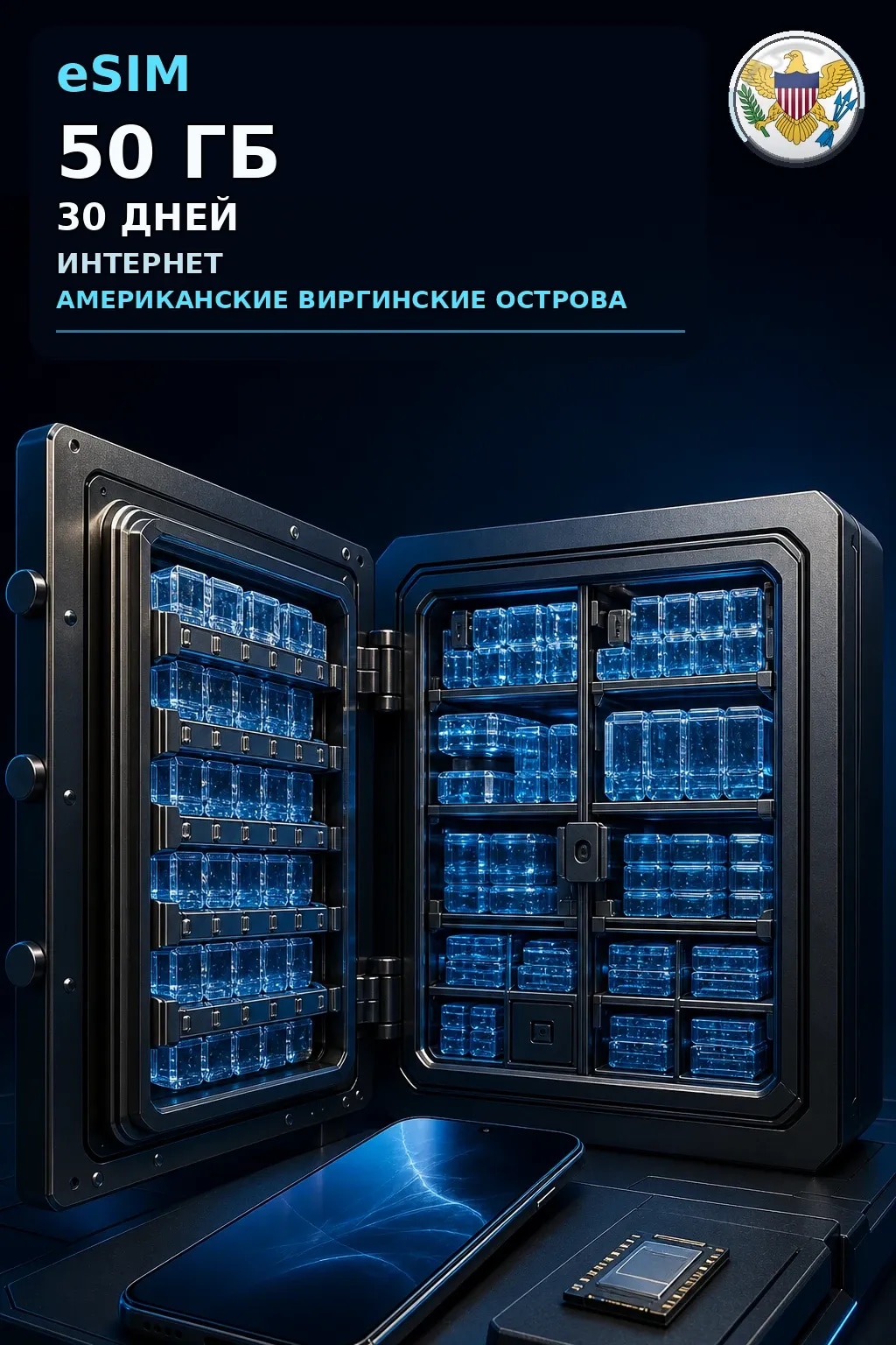 eSIM Американские Виргинские Острова — 50 ГБ, 30 дней — интернет