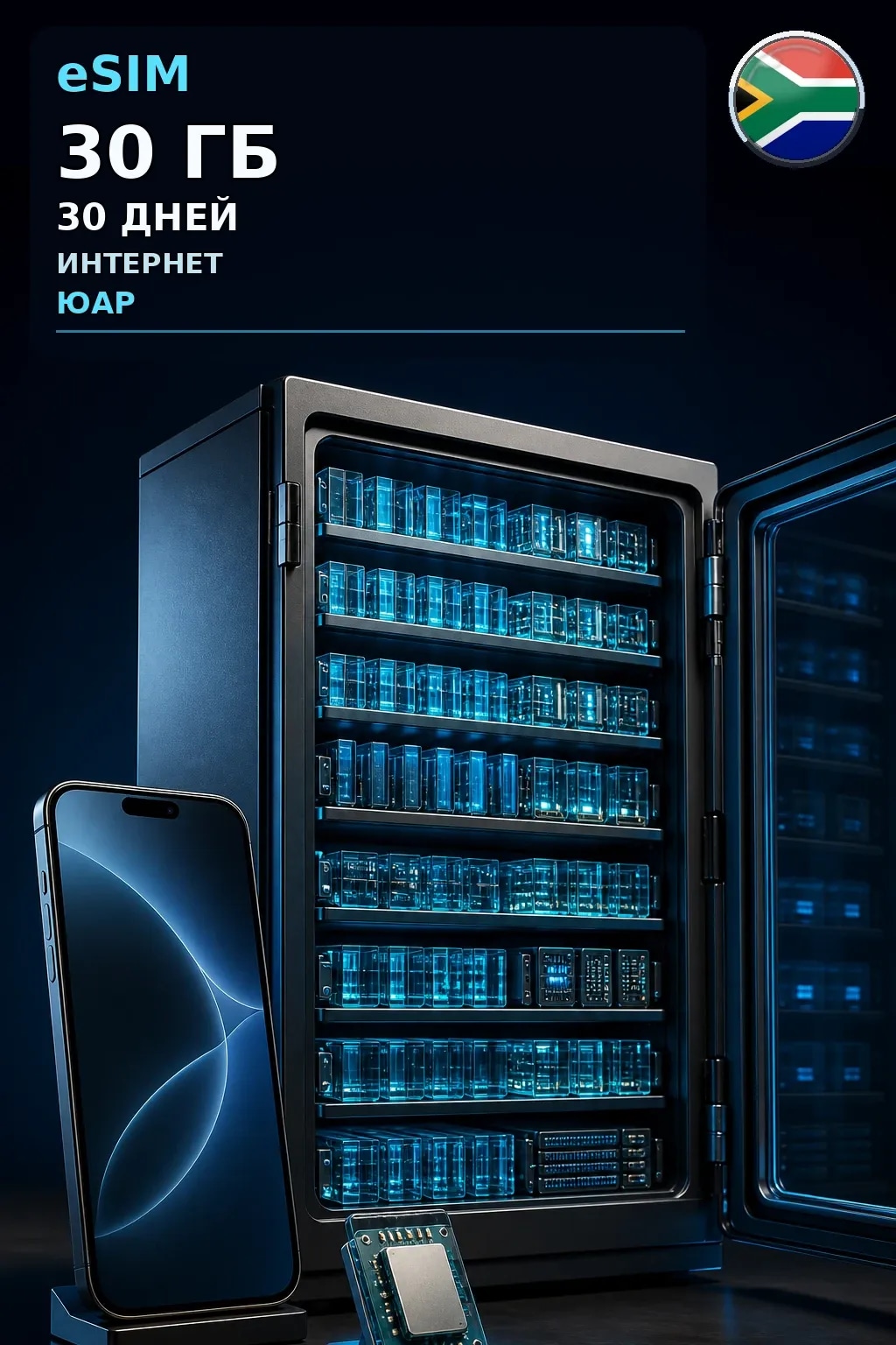 eSIM Юар — 30 ГБ, 30 дней — интернет