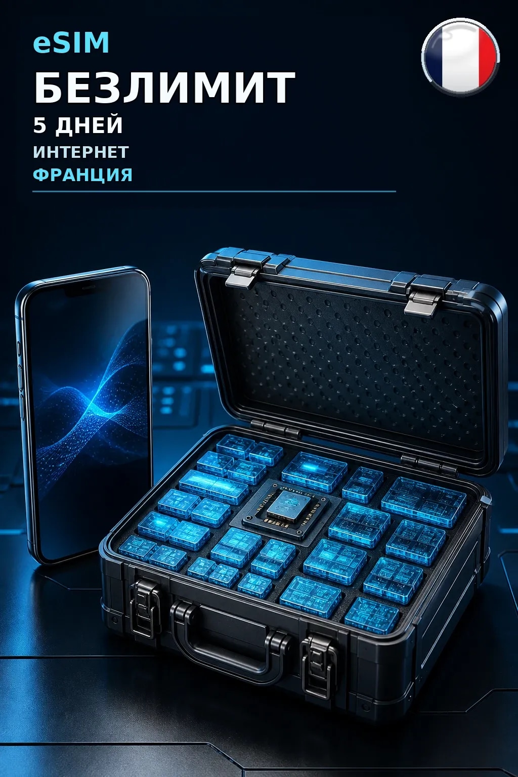 eSIM Франция — БЕЗЛИМИТ, 5 дней — интернет