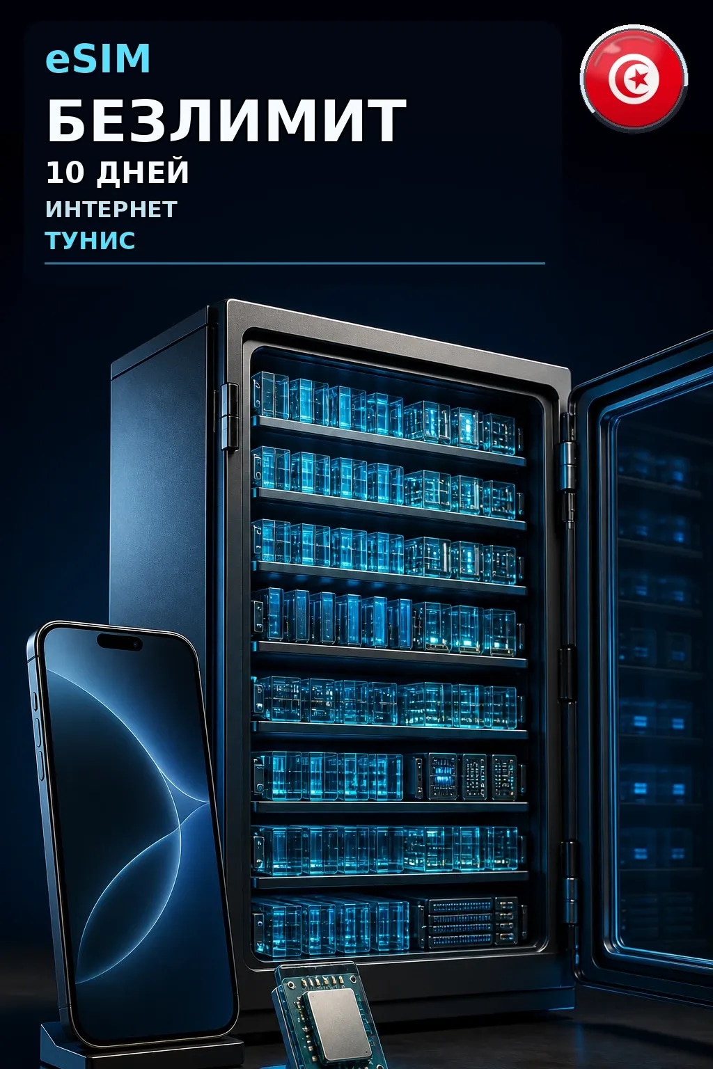eSIM Тунис — БЕЗЛИМИТ, 10 дней — интернет