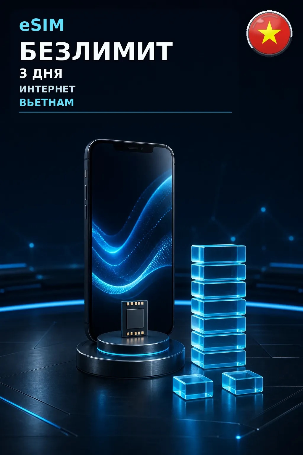 eSIM Вьетнам — БЕЗЛИМИТ, 3 дня — интернет