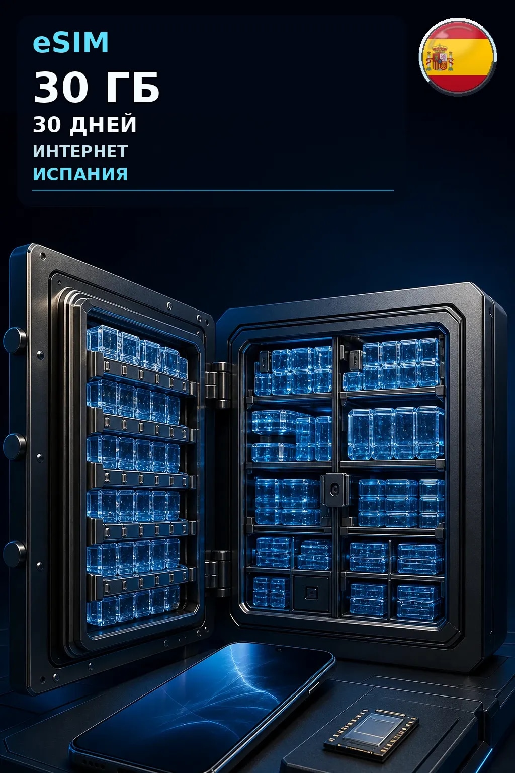 eSIM Испания — 30 ГБ, 30 дней — интернет