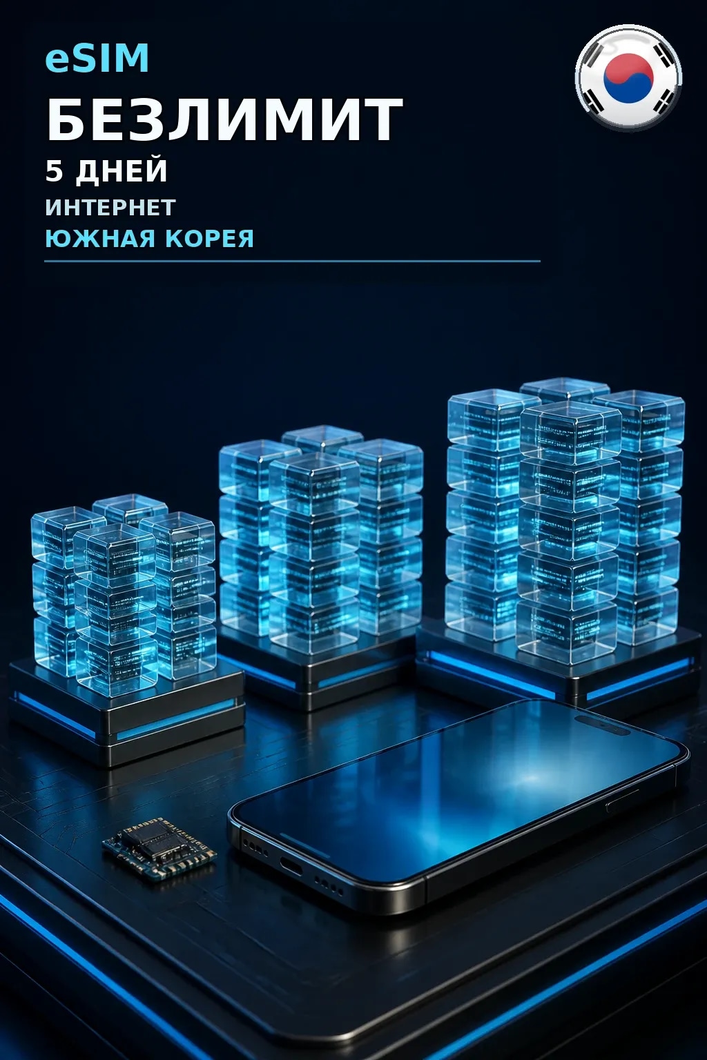 eSIM Южная Корея — БЕЗЛИМИТ, 5 дней — интернет