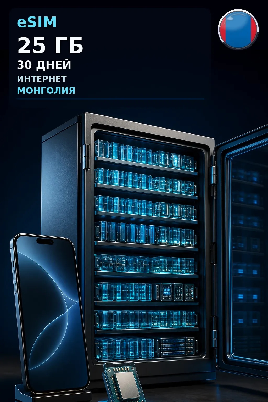 eSIM Монголия — 25 ГБ, 30 дней — интернет