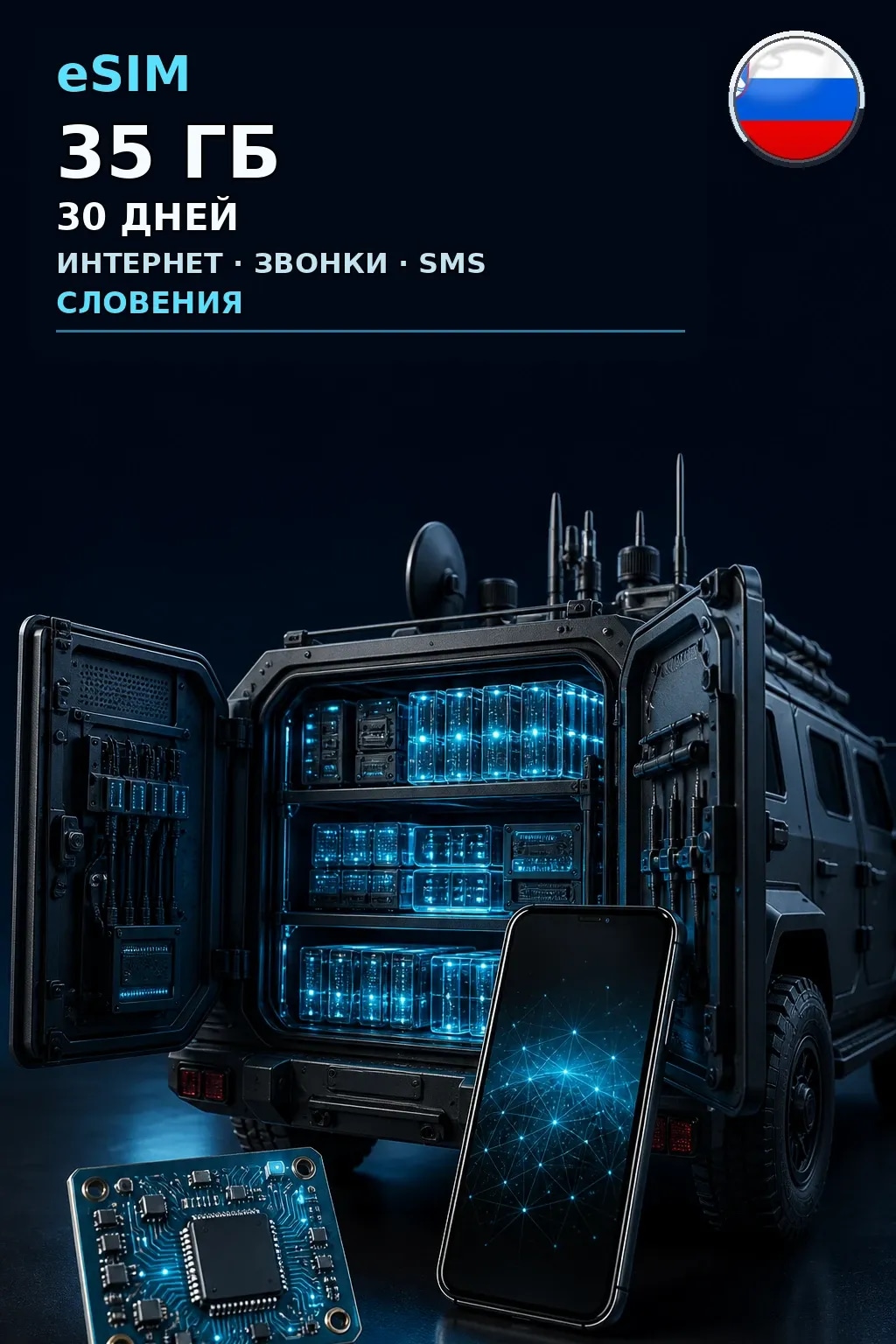 eSIM Словения — 35 ГБ, 30 дней — интернет, звонки и SMS