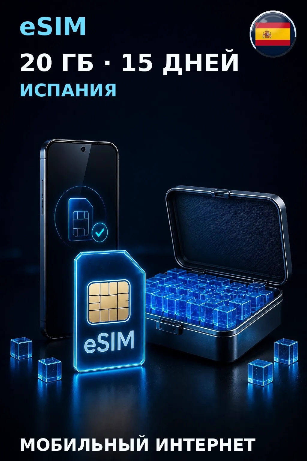 eSIM Испания — 20 ГБ, 15 дней — интернет