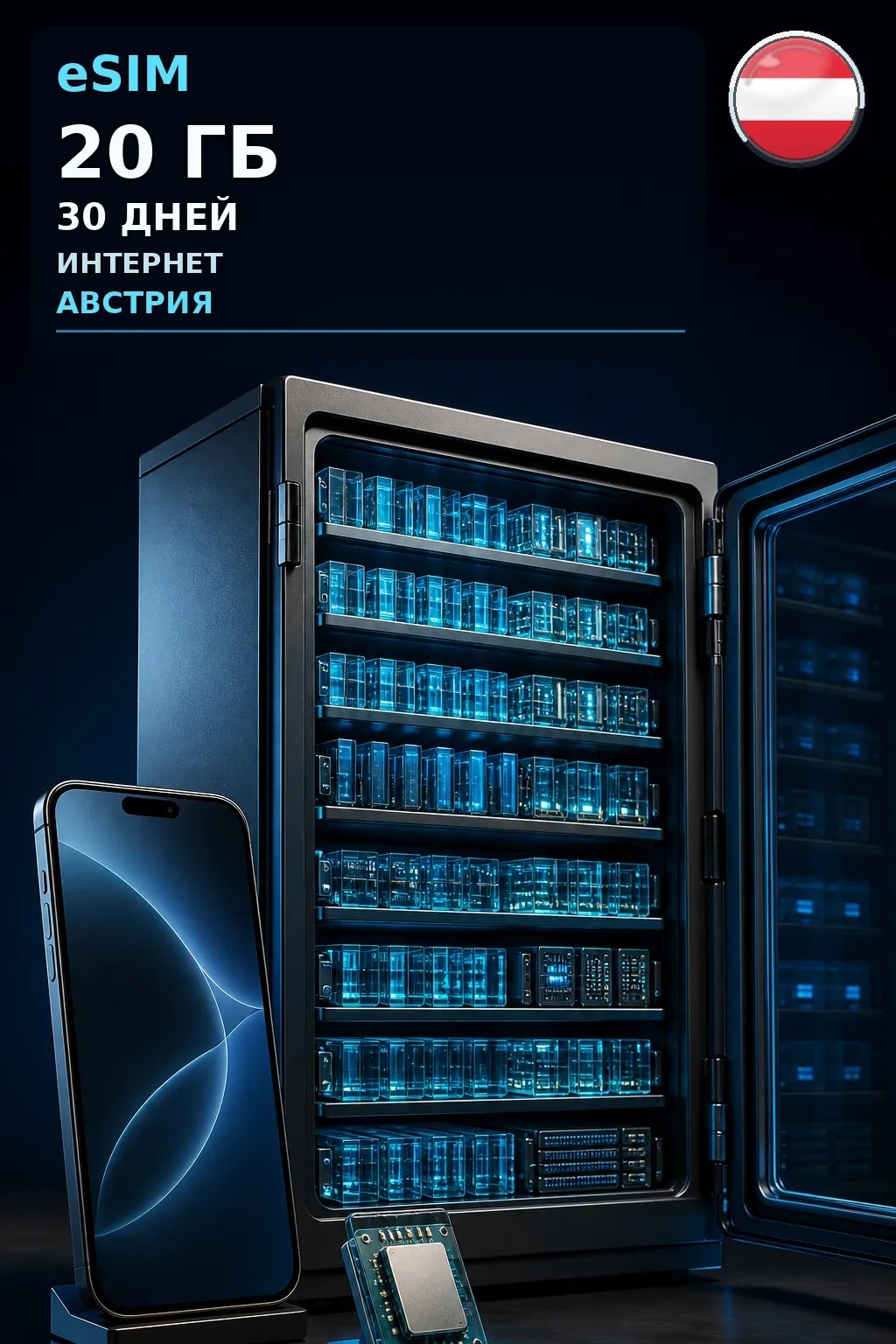 eSIM Австрия — 20 ГБ, 30 дней — интернет