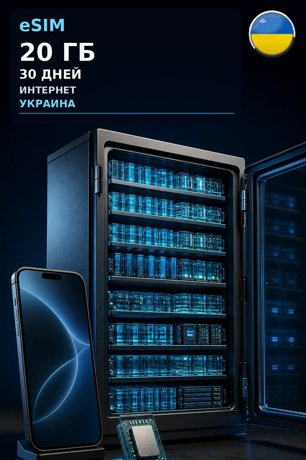 eSIM Украина — 20 ГБ, 30 дней — интернет
